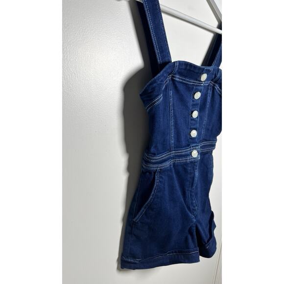 Anthropologie The‎ Portside Button-Front Stretchy Romper Blue Denim Sz 8 - Picture 6 of 13